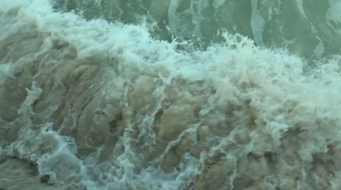 Waves Hitting Concrete, Visible Sand 스톡 동영상 58846066