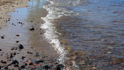 Waves hitting empty shore, Finland Stock Footage 111556965