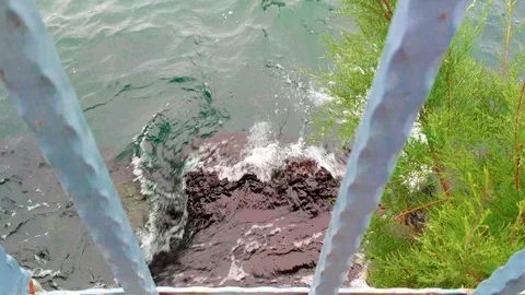 Waves hitting the rock 動画素材 95952328