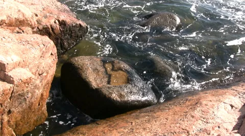 Waves Hitting Rocks 02 Stock Footage 34084177