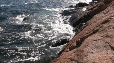Waves Hitting Rocks 03 Stock Footage 34084264