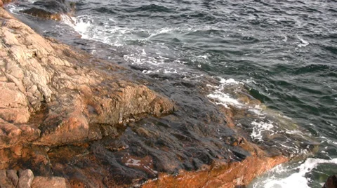 Waves Hitting Rocks 04 Stock Footage 34084311