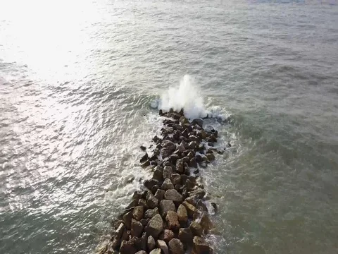 Waves Hitting Rocks Stock Footage