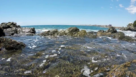 Waves Hitting Rocks Stock Footage 101879095