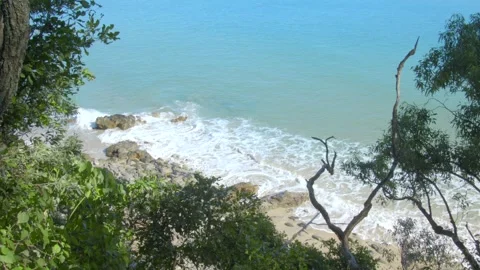 Waves hitting rocks Stock Footage 313815891