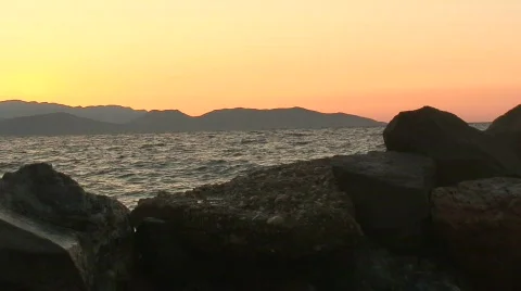 Waves hitting the rocks. HD 1080i Stock Footage 85409