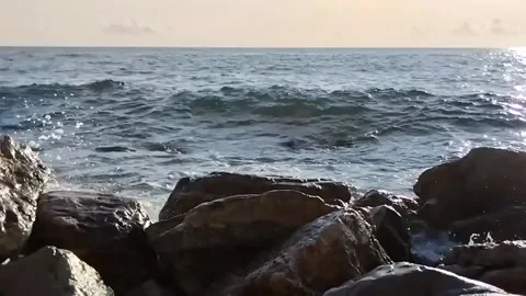 Waves hitting the rocks, Montenegro Stock Footage 253404864