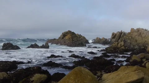 Waves Hitting Rocks in Ocean Stock Footage 46559931