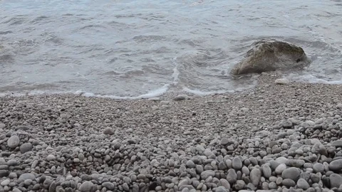 Waves Hitting Rocky Shore Stock Footage 94459422