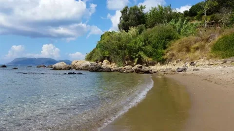 Waves hitting shore - Beautiful beach 4K Stock Footage 41251750