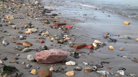 Waves Hitting the Shore on a Calm Day Stock Footage 42869868