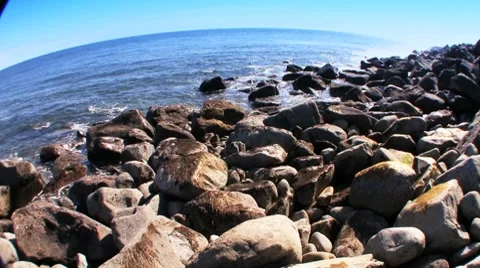 Waves hitting shore Stock Footage 7340677