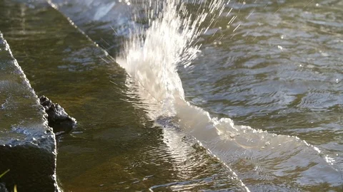 Waves Hitting The Shore Stairs Stock Footage 88713502