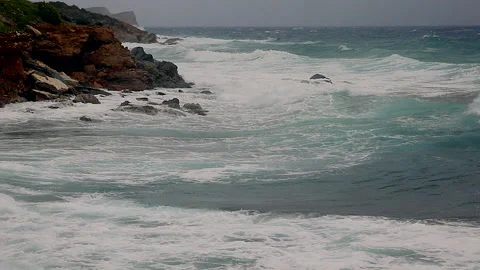 Waves Hitting the Shoreline. Stock Footage 131777383