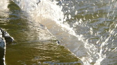 Waves Hitting The Stairs Of A Shore Video stock 88713674