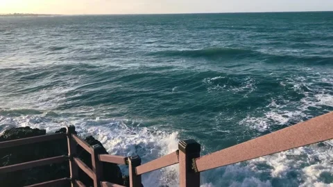 Waves hitting stones. Slow motion. Jeju island, South Korea Stock Footage 145366145