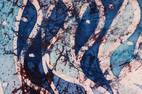 Waves, hot batik, background texture, handmade on silk, abstract surrealism Stock Illustration