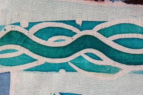 Waves, hot batik, background texture, handmade on silk, abstract surrealism Stock Illustration