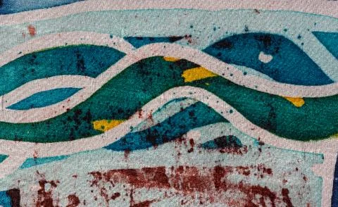 Waves, hot batik, background texture, handmade on silk, abstract surrealism Stock Illustration