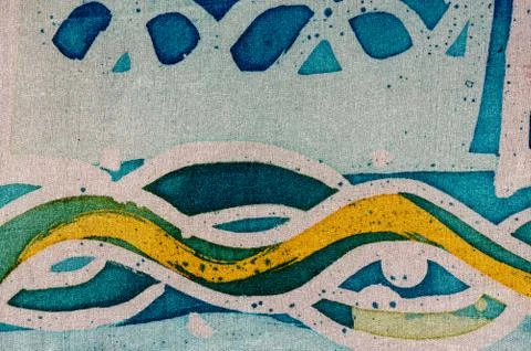 Waves, hot batik, background texture, handmade on silk, abstract surrealism Stock Illustration