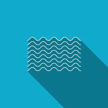 Waves icon isolated with long shadow. Flat design. Vector Illustration Stock Illustration