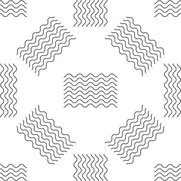 Waves icon seamless pattern on white background. Flat design. Vector Illustrazione stock