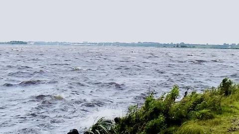 Waves on the island wall. Stock Footage 85572948