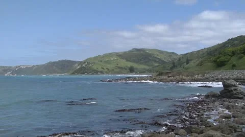Waves On The Kaikoura Coastline Stock Footage 11445314