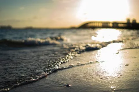 Waves on Key Biscayne looking out at the ocean Stock Photos