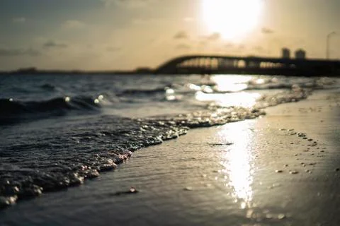 Waves on Key Biscayne looking out at the ocean Stock Photos
