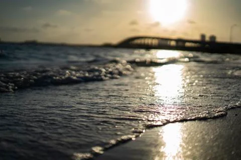 Waves on Key Biscayne looking out at the ocean Stock Photos