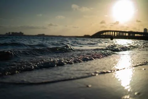 Waves on Key Biscayne looking out at the ocean Stock Photos