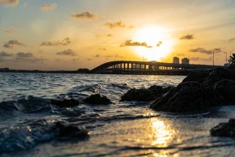 Waves on Key Biscayne looking out at the ocean Stock Photos