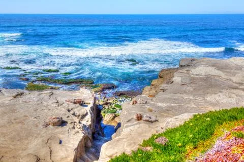 Waves at La Jolla Beach in San Diego California Stock Photos
