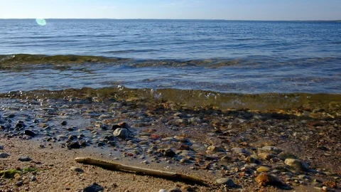Waves on lake with blue water Stock Footage 88884265
