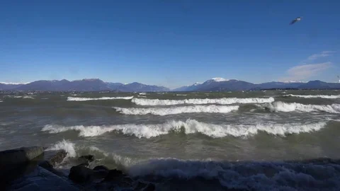 Waves on the Lake Garda Stock Footage 74076429