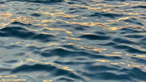 Waves on a lake reflect sunlight during late afternoon in a serene natural Stock Footage 335359585
