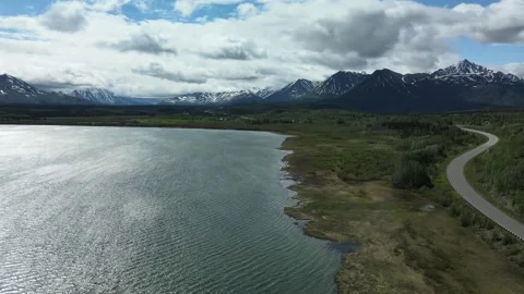 Waves on the Lake, Windy day, Mountain views from the air Stock Footage 289565912