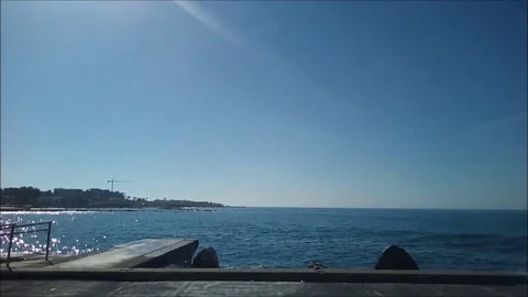 Waves lapping against docks in Paphos, Cyprus. Stock Footage 87926833