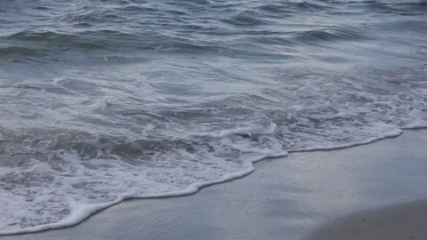 Waves Lapping on the Beach with Seaweed Video stock 83972846