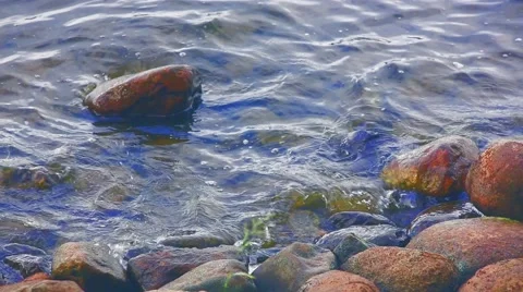 Waves lapping the coast.  Stock Footage 56998787