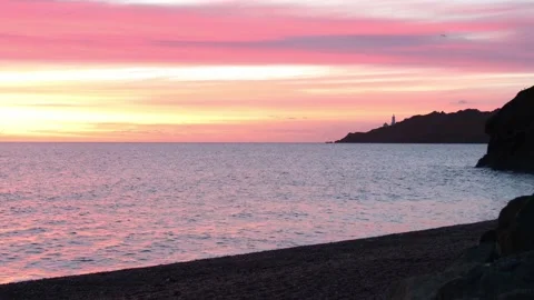 Waves lapping on Hallsands beach at sunrise, Devon Stock Footage 145216757