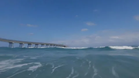 Waves Lapping Lens Deerfield Beach Pier Stock Footage 200798176