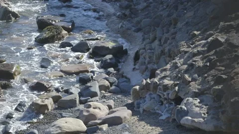 Waves lapping at rocks Stock Footage 159476635