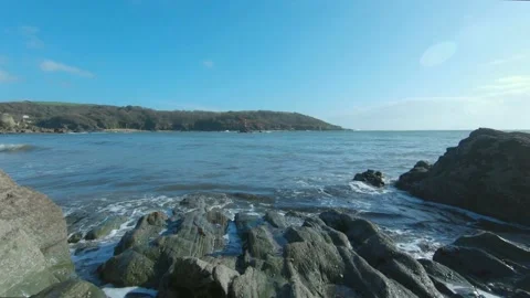 Waves lapping on rocky shore, North Sands, Devon. Stock Footage 145215250
