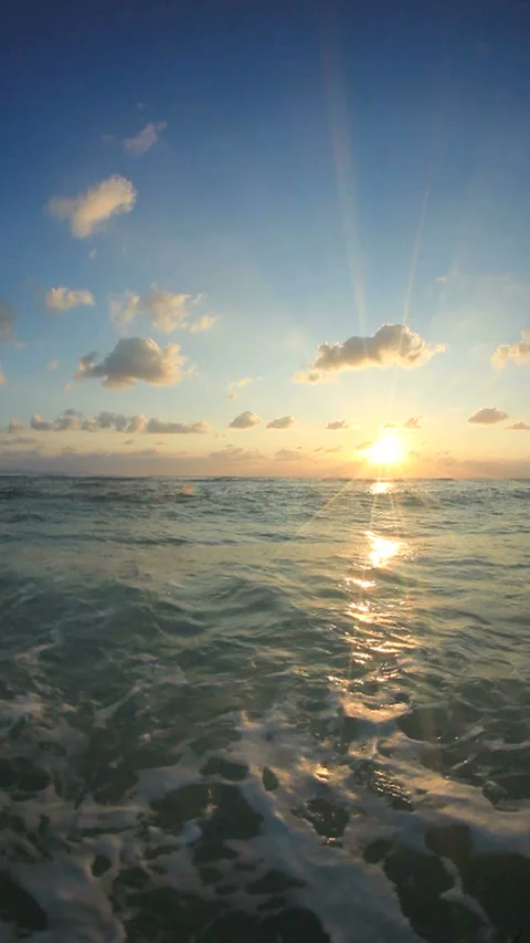 Waves Lapping at the Shore and the Sunset Stock Footage 324917806