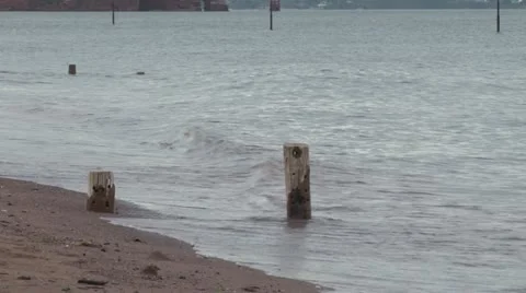 Waves lapping the shore at the Breakwater 库存影片 11054341