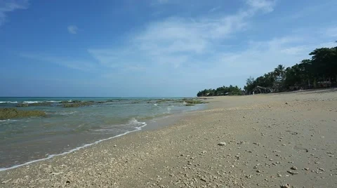 Waves lapping onto shore in Koh Lanta, Thailand HD Stock Footage 49145642