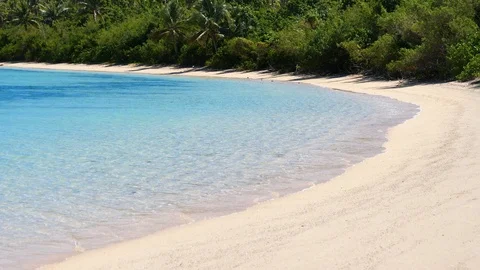 Waves lapping on a tropical beach in Fiji Stock Footage 96165341