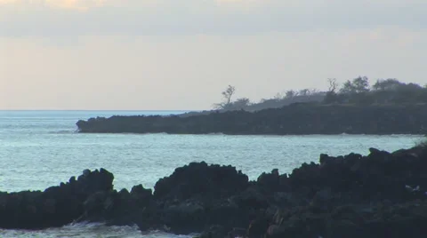 Waves on Lava Rock Stock Footage 32185859